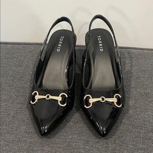 Torrid Black Patent Slingback Loafers